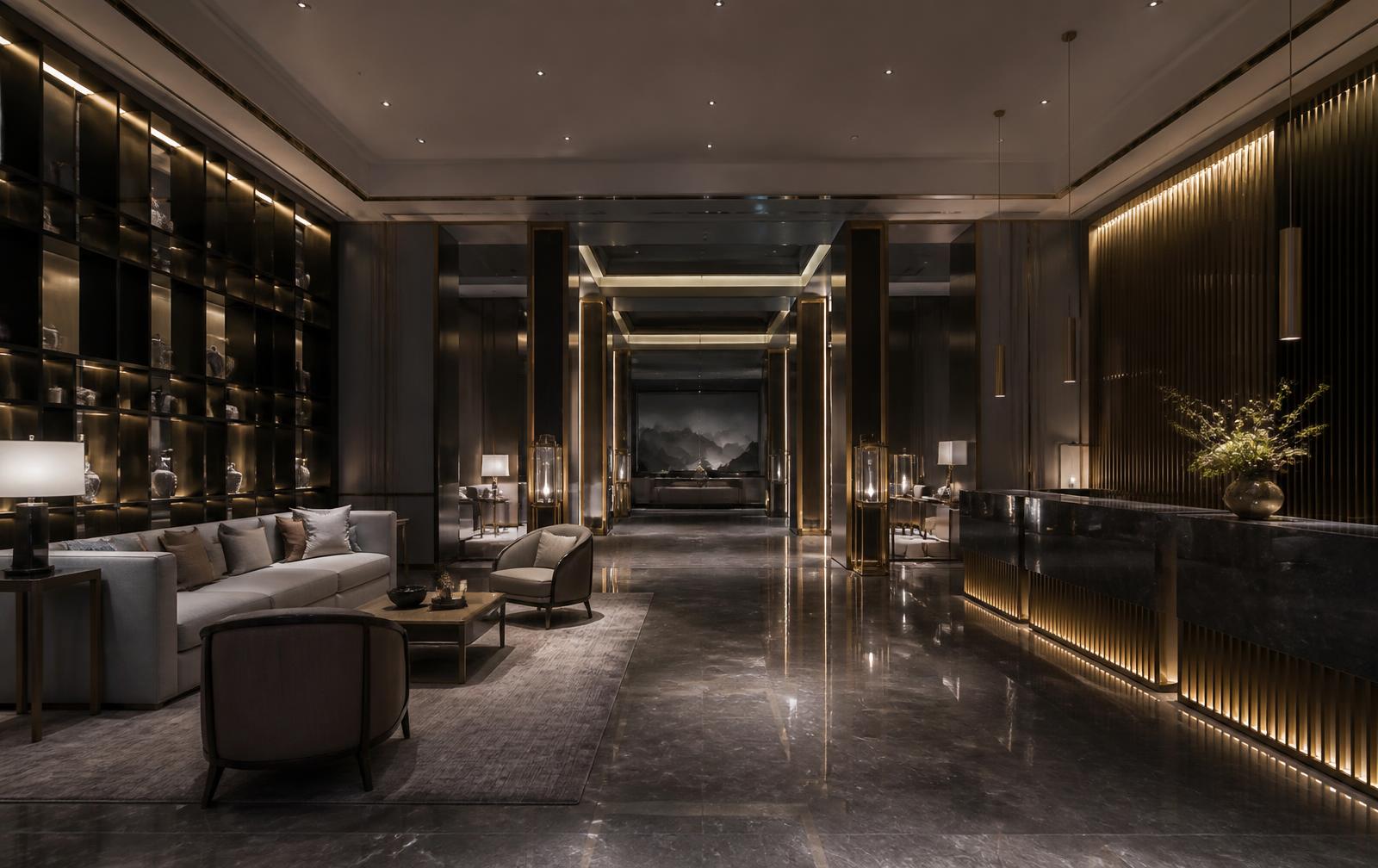Hospitality interior with architectural lighting